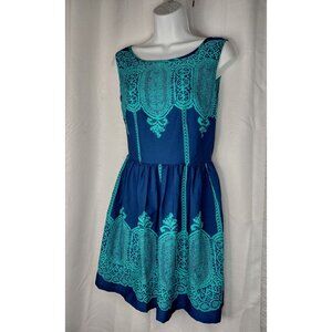 Blue & Teal Sleeveless Fit & Flare Dress By Up By Ultra Pink For Women